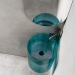 Раковина подвесная прозрачная угловая ABBER Kristall AT2705Aquamarin бирюзовая