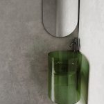 Раковина подвесная прозрачная угловая ABBER Kristall AT2705Emerald зеленая