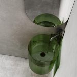 Раковина подвесная прозрачная угловая ABBER Kristall AT2705Emerald зеленая