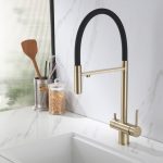 Смеситель ABBER Wasser Kreis AF81141G для кухни с подключением фильтра и выдвижной лейкой, золото матовое