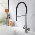 Смеситель ABBER Wasser Kreis AF81141NG для кухни с подключением фильтра и выдвижной лейкой, никель