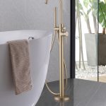 Смеситель ABBER Wasser Kreis AF8115G напольный для ванны, золото матовое