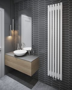 Трубчатый Радиатор VELAR Q40 420 V - 2 П50 RAL9016 высотой 420 мм.   / 2 секц.,  шириной 100 мм., вертикально, нижнее