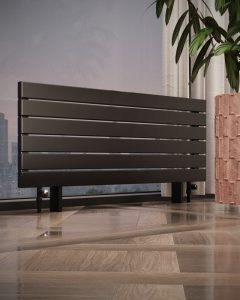 Трубчатый напольный радиатор WarmDesign Sirius 60х30 F высотой 258 мм. +100 мм  ножки / 4секц.,  шириной 1500 мм., горизонтально