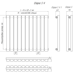 Трубчатый радиатор KZTO Ellipse S V 1 2000-6 / 6 секц., 1-трубный, высотой 2060 мм., шириной 361 мм., боковое подключение,