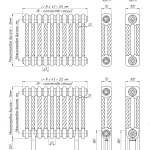 Трубчатый радиатор KZTO Batarìa 2 Retro-500-14 / 14 секц.,   2-трубный, высотой 576 мм., шириной 650 мм., бок.. подключение, цвет белый