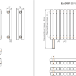Трубчатый радиатор KZTO QUADRUM 30 V 2 750-19 / 19 секц., 2-трубный, высотой 813 мм., шириной 761 мм., нижнее подключение,