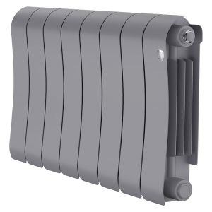 Биметаллический радиатор Royal Thermo INFINITY 300 - 12 секций, ГхВхД 90 х 370 х 960 мм., подключение боковое, цвет серебристый