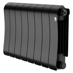 Биметаллический радиатор Royal Thermo INFINITY 300 - 10 секций, ГхВхД 90 х 370 х 800 мм., подключение боковое, цвет черный