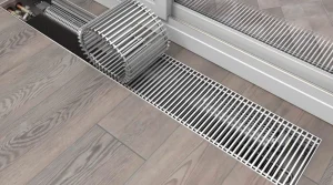 Внутрипольный конвектор KZTO Бриз В TURBO 24V 300х80х1900, с решеткой