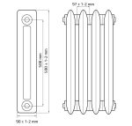 Чугунный радиатор Радимакс Heat 500 —  высотой 590 мм., шириной 679 мм.,7сек. настенный;  боковое/нижнее  подключение, цвет: грунт