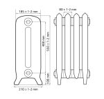Чугунный радиатор Радимакс Windsbold 400 —  высотой 500/500 мм., шириной 1120 мм.,14сек. настенный/напольный ;  боковое/нижнее  подключение, цвет: грунт
