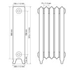 Чугунный радиатор Радимакс Norwich —  высотой 900/975 мм., шириной 1125 мм.,15сек. настенный/напольный ;  боковое/нижнее  подключение, цвет: грунт