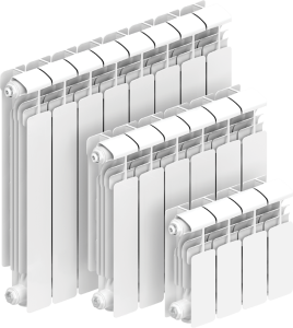 Алюминиевый радиатор Rifar Alum 350 -  высотой 415 мм.,10сек.  шириной 810 мм., боковое подключение, цвет: белый