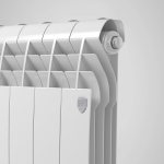 Биметаллический радиатор Royal Thermo BILINER B 350 - 8 секций, ГхВхД 87 х 430 х 640 мм., подключение боковое, цвет серебристый