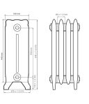 Чугунный радиатор Радимакс Windsor 350 —  высотой 465/516 мм., шириной 880 мм.,11сек. настенный/напольный ;  боковое/нижнее  подключение, цвет: грунт