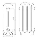 Чугунный радиатор Радимакс York 400 —  высотой 600 мм., шириной 780 мм.,12сек. настенный/напольный ;  боковое/нижнее  подключение, цвет: грунт