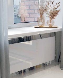 Настенный конвектор Savva DRH, высотой 500 мм., глубиной 55 мм., длиной 2200 мм., боковое/нижнее подключение, панель - сталь