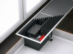 Электрический внутрипольный конвектор Varmann Qtherm Electro, глубиной 110, шириной решетки 180, длинной 750 (мм./мм./мм.), с решеткой на выбор