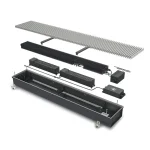 Электрический внутрипольный конвектор Varmann Qtherm Electro, глубиной 110, шириной решетки 180, длинной 750 (мм./мм./мм.), с решеткой на выбор