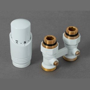 Комплект для нижнего подключения Delta прямой 3/4 x 3/4 с термоголовкой M30x1,5, белый