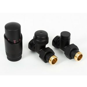 Комплект радиаторный Delta прямой 1/2 с термоголовкой М30х1,5, RAL 9005, чёрный