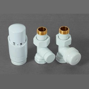 Комплект радиаторный Delta прямой 1/2 с термоголовкой М30х1,5, RAL 9016, белый