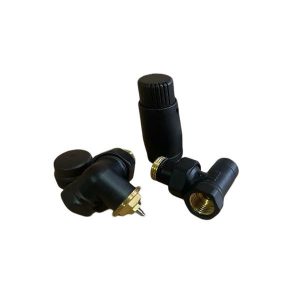 Комплект вентилей Delta трехосевой 1/2 левый с термоголовкой М30х1,5, RAL 9005, чёрный