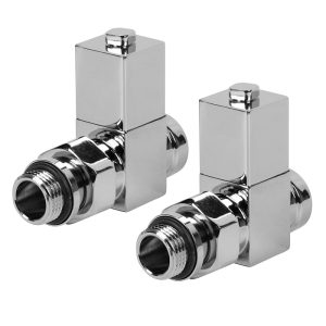 Набор дизайн-вентилей Royal Thermo CUBE, прямой (хром) 1/2"