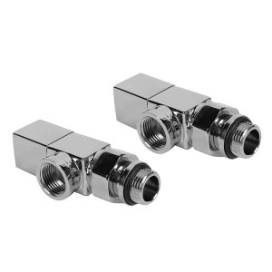 Набор дизайн-вентилей Royal Thermo CUBE, осевой (хром) 1/2"