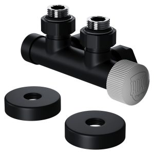 Узел нижнего подключения термостатический угловой Royal Thermo Design Pro 15мм М30х1,5 (черный)